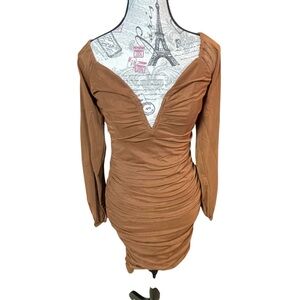 Guess Elegant Brown Long Sleeve Dress